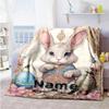 Easter Bunny Customize Text Blanket Cozy Customizable Blanket Ultra-Soft Perfect for Chair Office Chair Livingroom Seaside Ideal for All Seasons