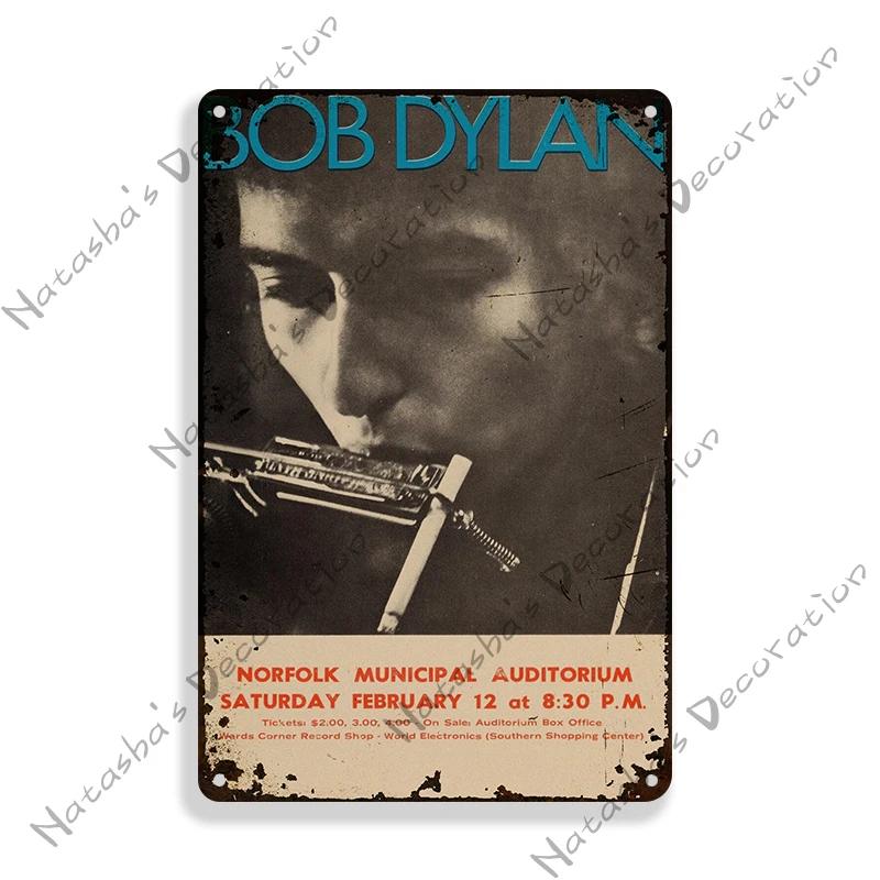 Folk Music Poster Bob Dylan Decorative Sign Rusty Metal Sign Home Bar Cafe Wall Decor Metal Plaque Wall Plate Industrial Decor