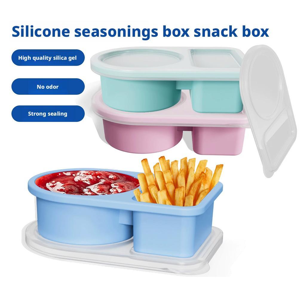 Silicone Dipping Box Reusable Snack Containers With Lids Silicone Kids Food Storage Containers Lunch Box Salad Dressing Picnic