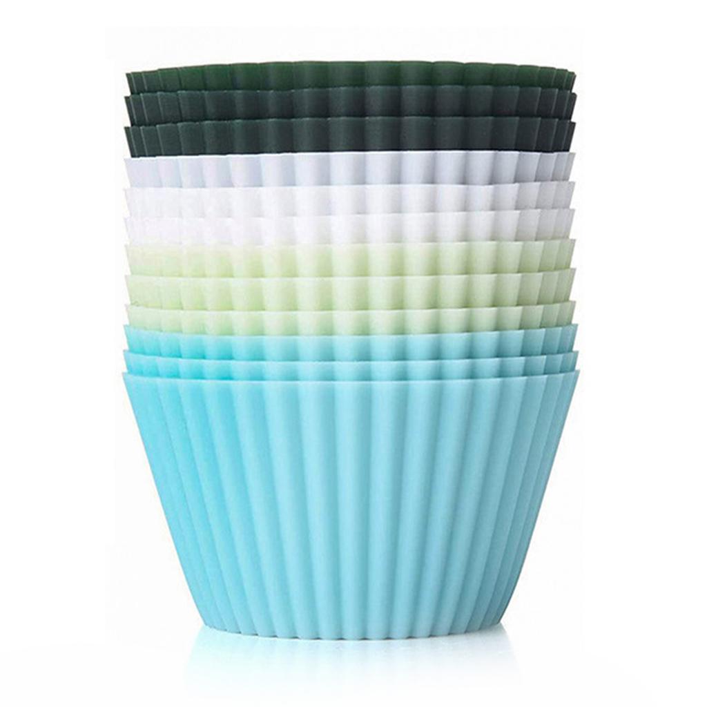 12pcs Silicone Cupcake Baking Cups Mold Reusable Non-Stick Muffin Cupcake Liners Holders Set For Baking Cooking Cupcake Pan Mold