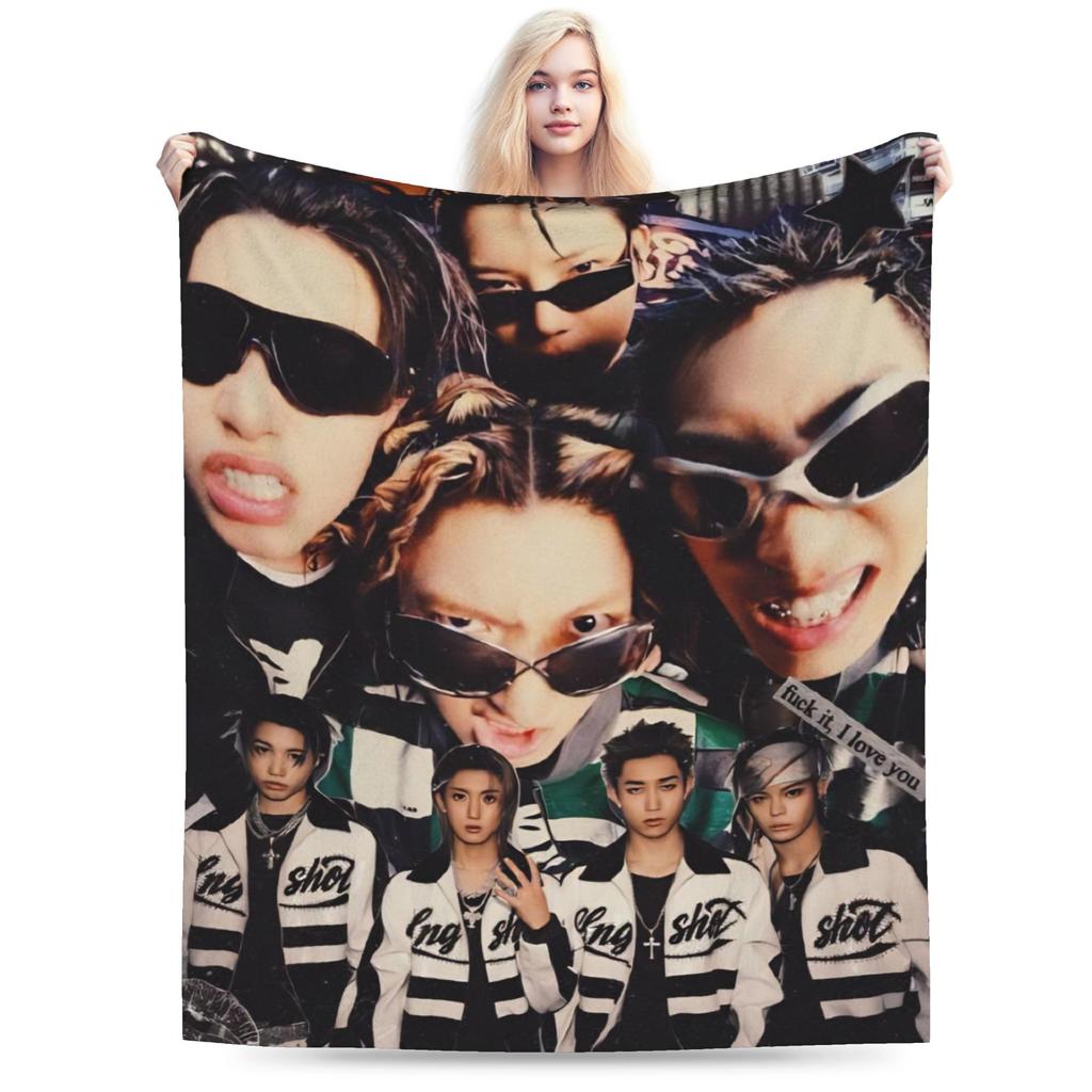 Super Soft Kpop Group Lngshot Throw Blanket Premium Flannel Fleece Lightweight Bed Blanket Super Cozy Blankets All Season Use