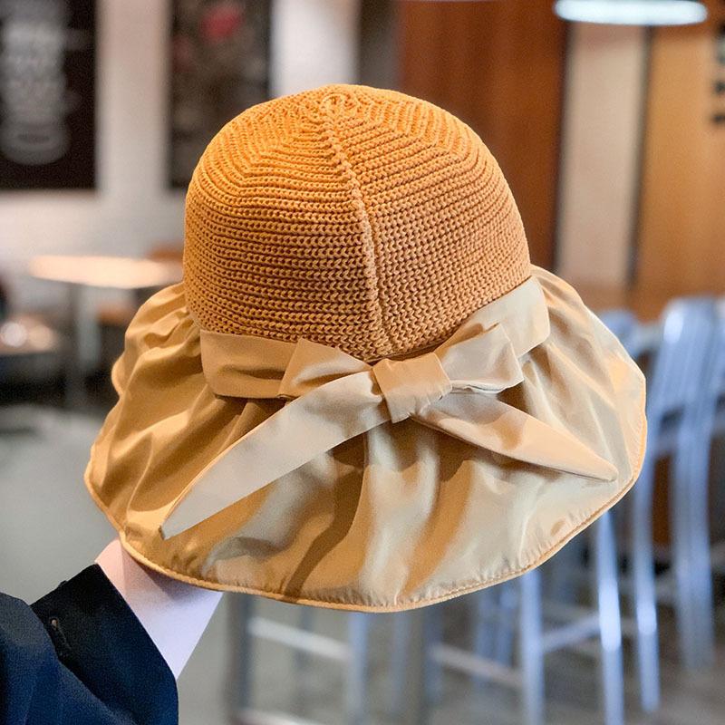 Summer women's hat knitted hollow vinyl PU sunscreen basin hat versatile candy color glossy fashion bucket hat