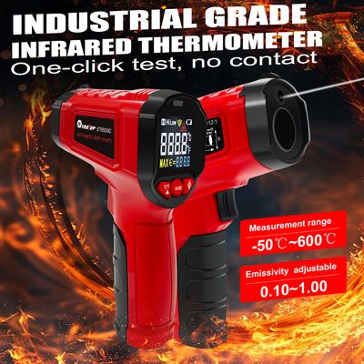 Bezdotykový infračervený laserový teplomer -50°C-600°C Farebný displej Vysokopresný teplomer pre priemysel