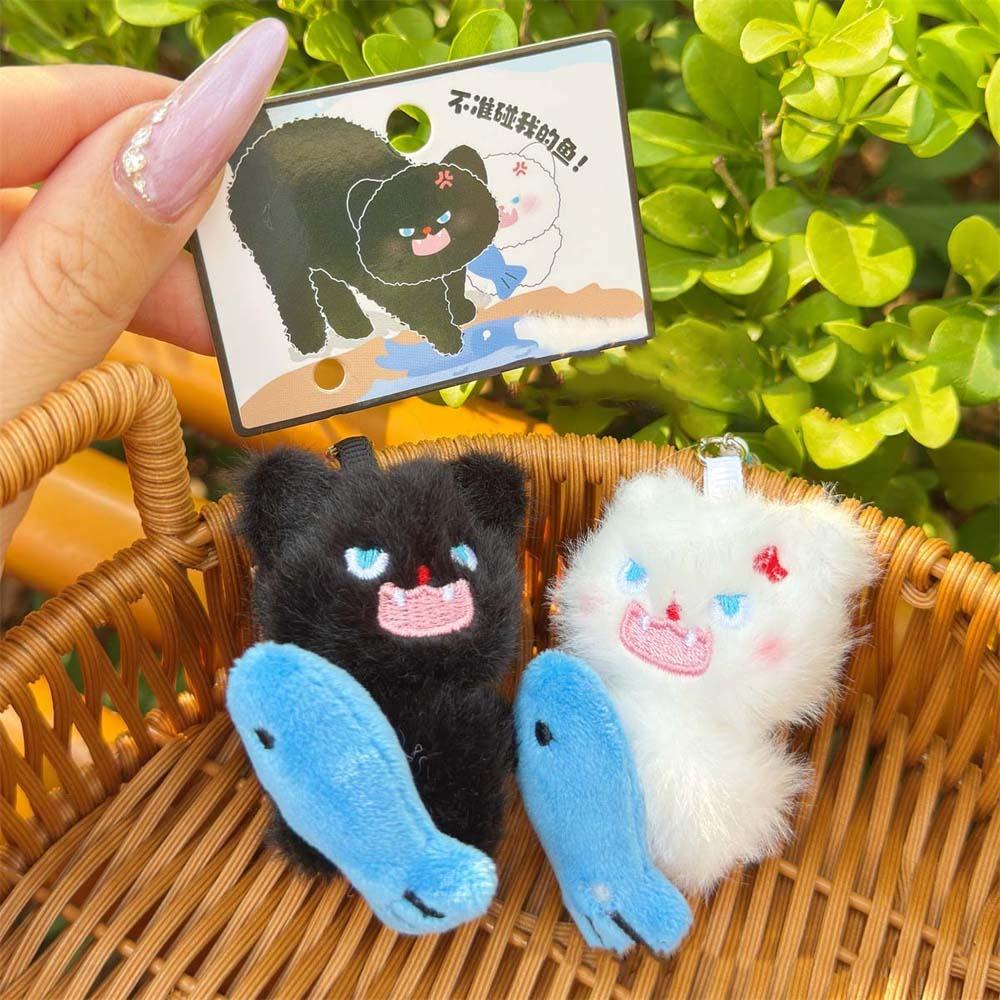 2pcs Zinc Zinc Alloy Couple Pendants Mini Bag Charm Cute Angry Cat Keychains  Friends