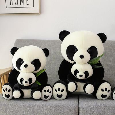 Cute Mother And Son Panda Black And White Bamboo Leaf Panda Doll Plush Toy Children'S Birthday Gift
