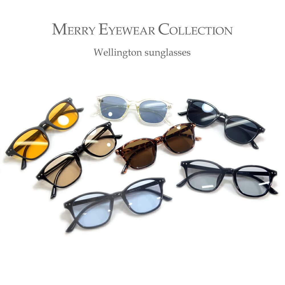 [MERRY PLEASURE] Sunglasses, Fashion Glasses, Men's & Women's, Wellington Style, Light Colored Lenses, Black, Smoke, Demi Brown, Gray, Beige, Blue,
