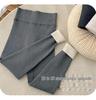 High Waist Warm Fleece-Lined Leggings - Vertical Stripe, Matte, Slimming Cotton for Autumn/Winter