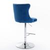Swivel Velvet Barstools Adjustable Seat Height from 25-33 Inch, Chrome Base Bar Stools with Backs Comfortable Tufted, Set of 2,DE1712BL,Blue