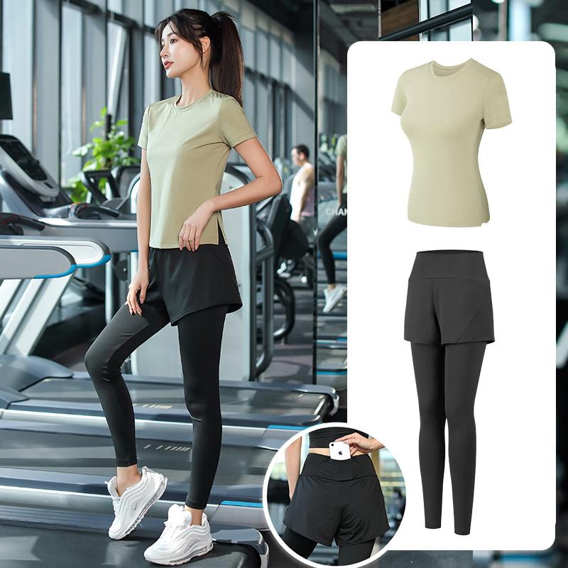 Женский спортивный комплект для йоги OEING с коротким рукавом