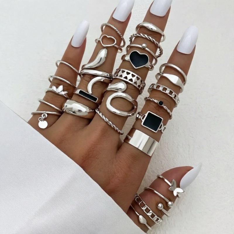 Geometric Hollow Retro Luxury Metal Ring Jewelry