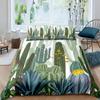 Cactus Duvet Cover Set King Size Hand Painted Style Bedding Set Nature Art Prints Comforter Cover Green Plant Cactus Quilt Cover