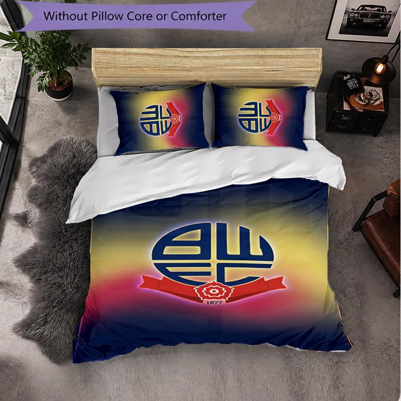 Bolton Wanderers FC Themed Bedding 3Pcs Duvet Cover Set Decorative Bed Linen For Teen Room Home Decoration