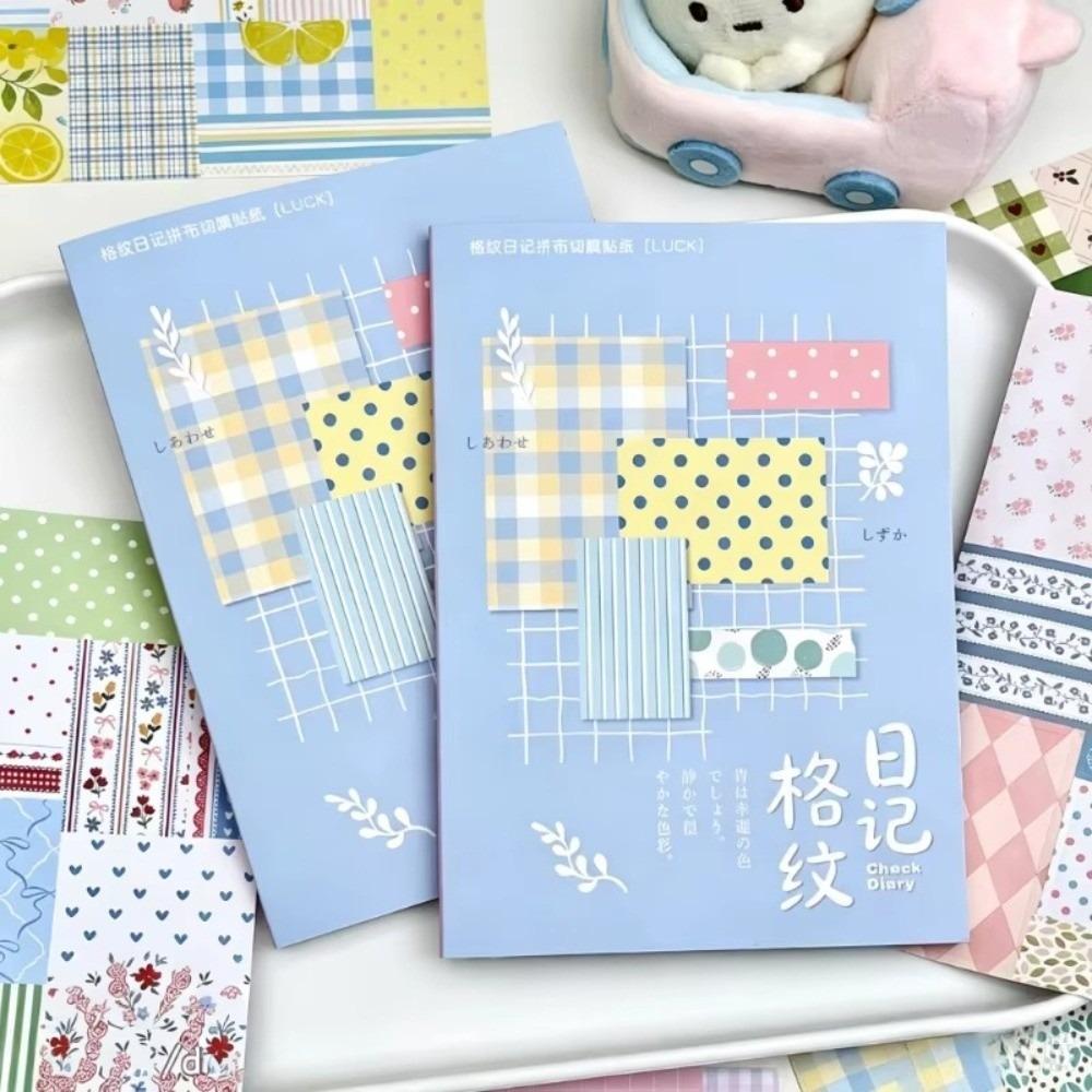 Cut Film Stickers Decorative Sticker Books Vintage Plaid Journal Stickers Japanese Stationery