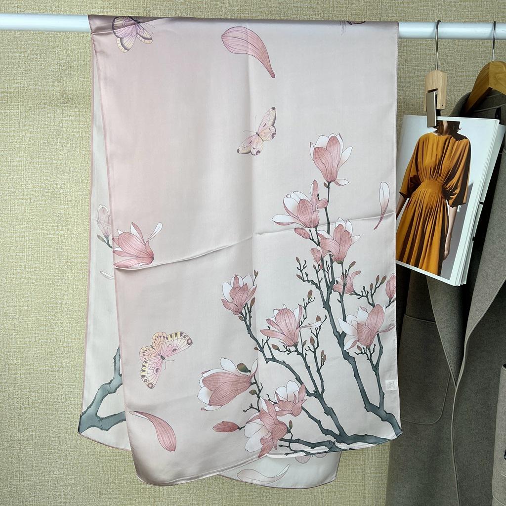 Hangzhou 100% Natural Real Silk Scarf for Women Bandana long Scarves Kerchief Hijab Neckerchiefl Wraps Echarpe Foulard Female