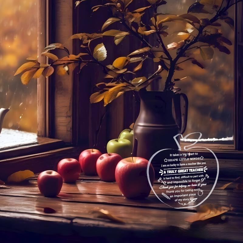2D Flat Personalized Acrylic Apple Teacher Gift Plaque, Suitable for wall decoration, porch, room, villa, accents Home, Hallway, or Workplace - Rustic