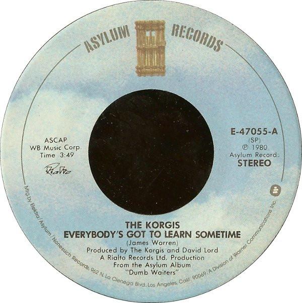 

7inch Record KORGIS Everybodys Got To Learn Sometime E47055 ASYLUM RIALTO 1980 US Dance Electronica Used