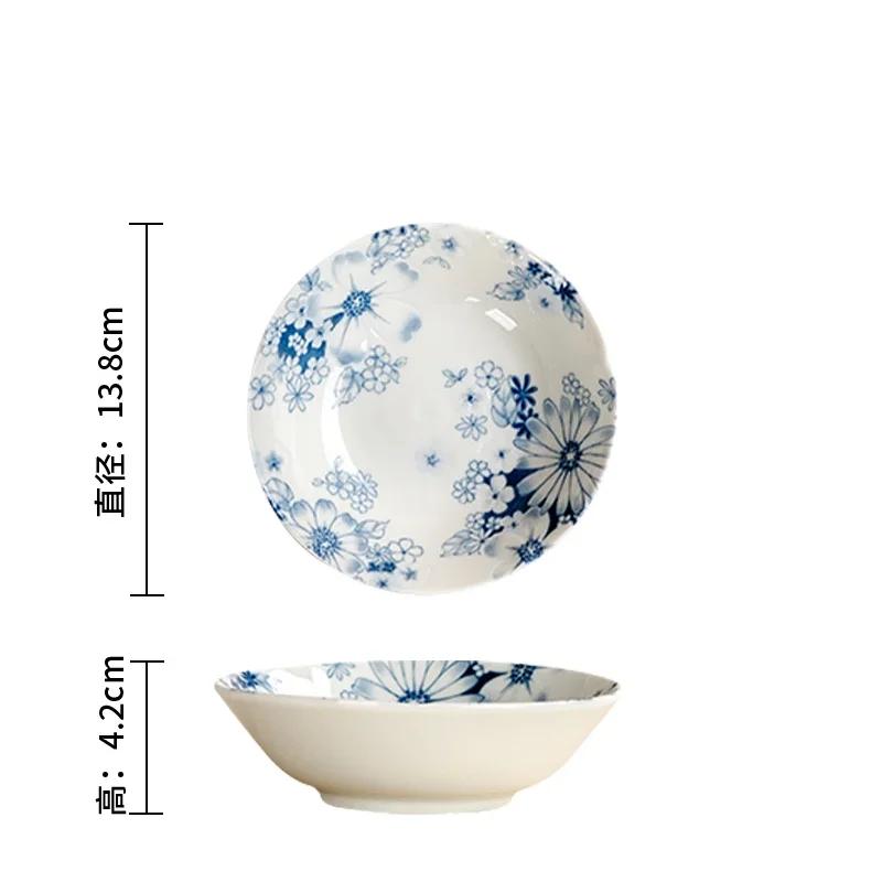 Retro Style Flowers Ceramic Plate Home Daily Afternoon Tea Dessert Snack Plates High End Restaurant Delicious Dishes Soup Plate