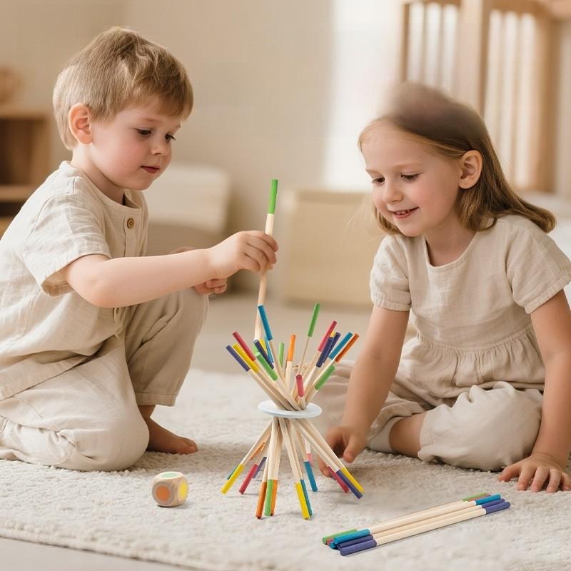 Baby Wooden Toys Puzzle Tower Balance Game For Toddlers Learning And Stacking