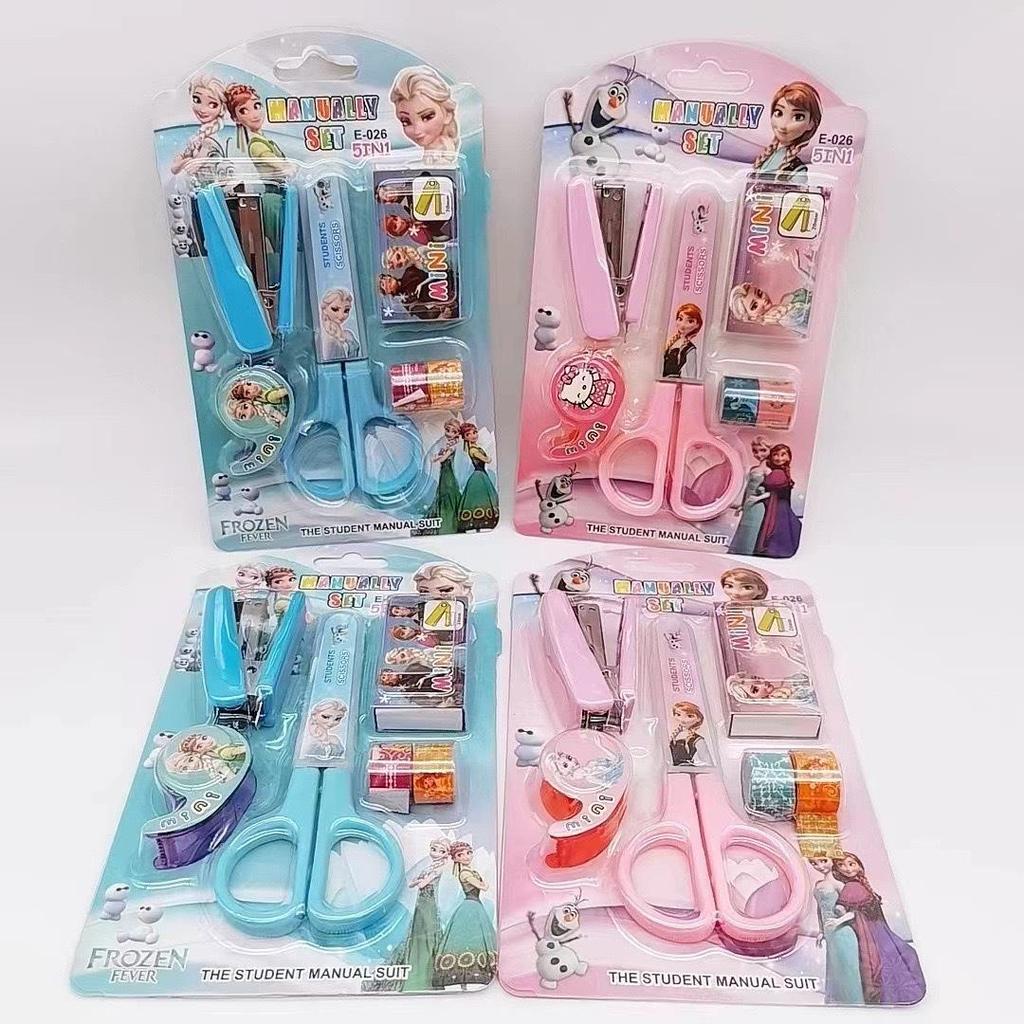 Adorable Student Stationery Set: High-Quality Scissors, Stapler, Tape & Stickers - Perfect Gift for Children's Learning