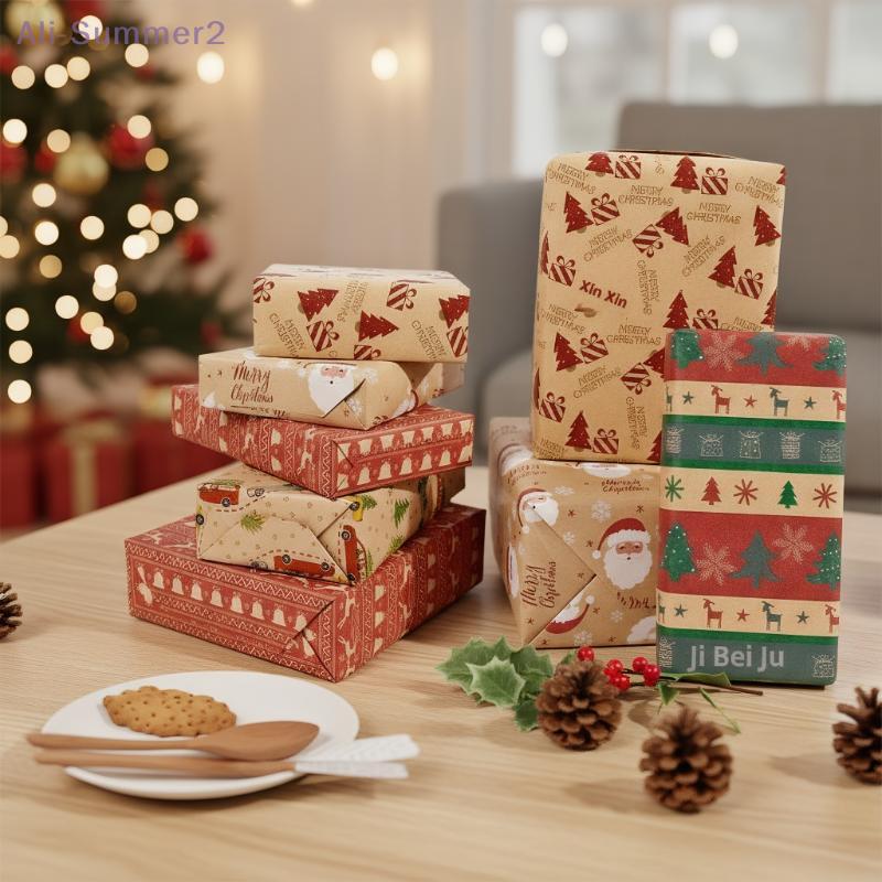 {MX} 43*300cm Christmas Gift Wrapping Paper Cute Santa Reindeer Christmas Tree Decortation Paper DIY Handmade Presents Packaging