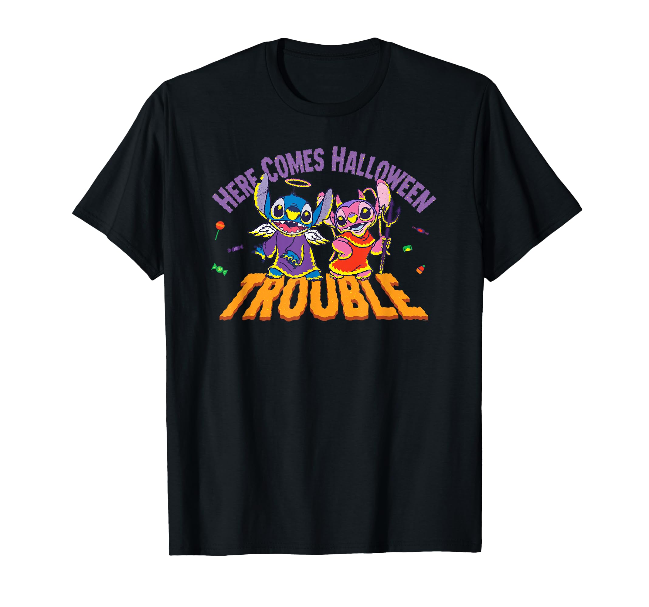 

Disney Stitch Angel Halloween Here Comes Halloween Trouble & T-Shirt чёрный
