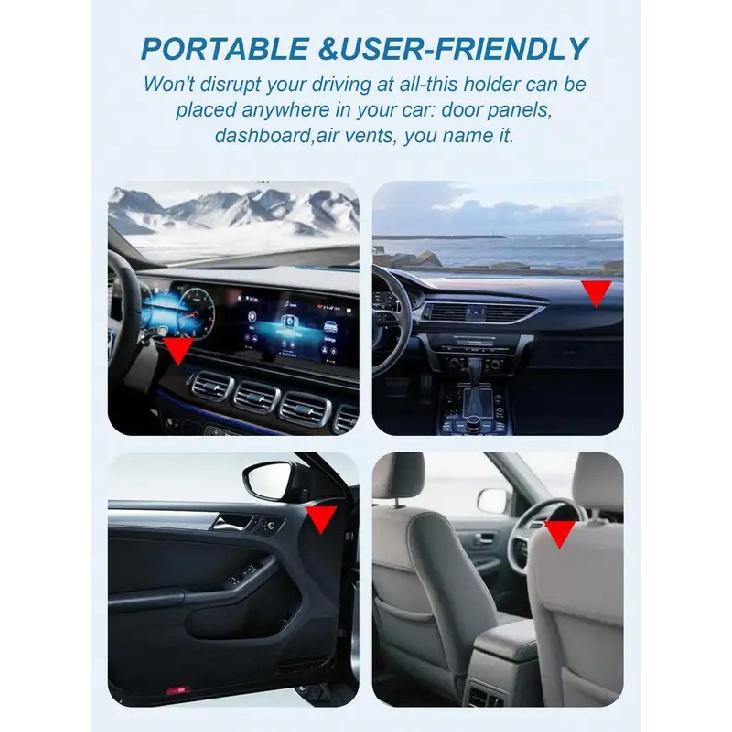 2-in-1 Car Lipstick Glasses Holder No-Trace Adhesive Auto Visor Dashboard Makeup Organizer Interior Accessory for Women