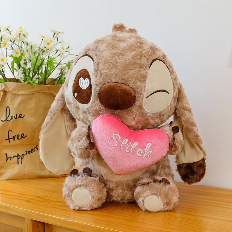 Sakura Pink Stitch Plush Toy with Flowers - Valentine's Day Gift for Girls