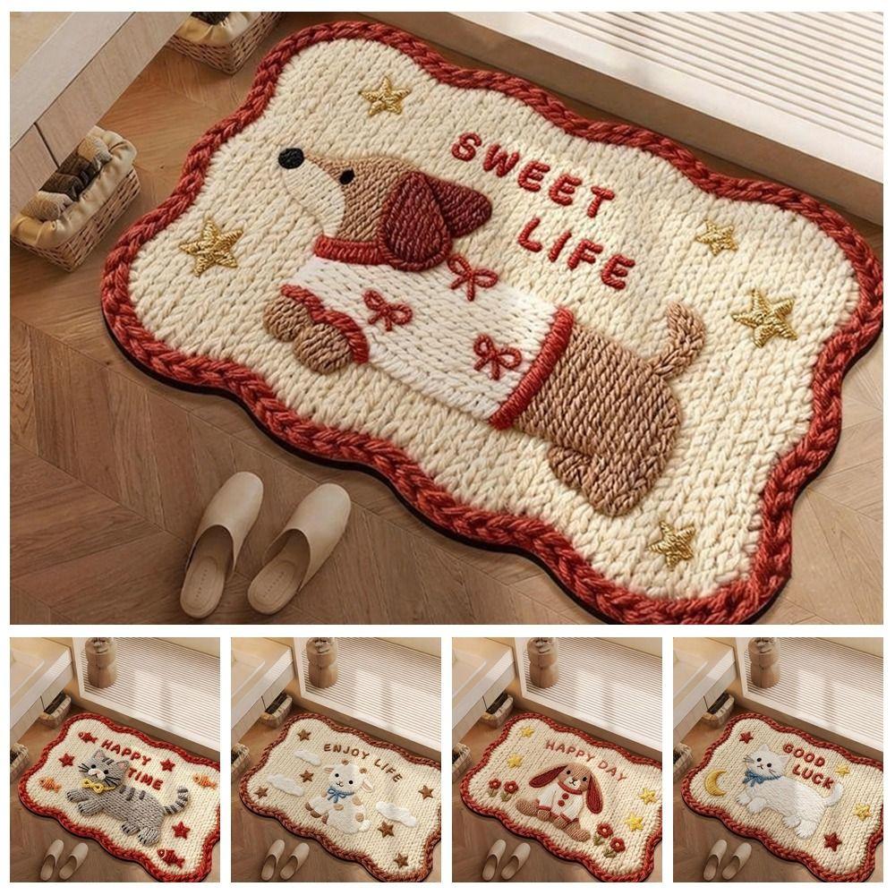 Durable 40*60cm Bath Mat Dirt-scraping Surface Water Absorption Pony Door Mat Household Washable Doormat Home Decoration
