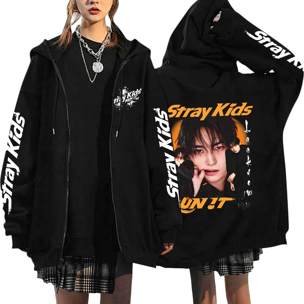 Graphic Print Loose Fit Zip Up Hoodie for Casual Streetwear