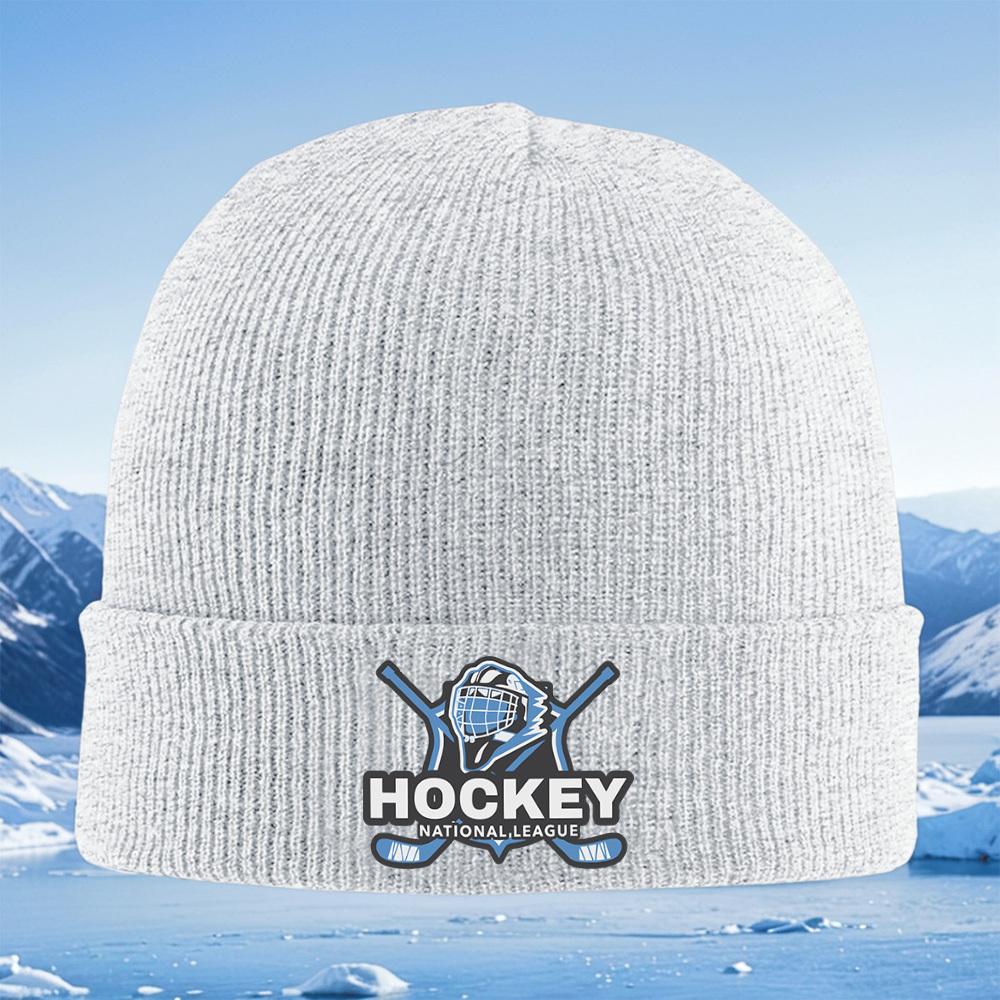 Hockey goalie mask and crossed sticks Men Women Unisex Knitted Hat Beanie Pullover Cap Winter Thermal Warm Christmas Outdoor Cyc