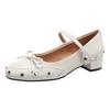 Retro Mary Jane Shoes French Low-heeled Single Shoes Women's 2025 New Spring and Autumn Foreign Trade Women's Shoes Square Head High Heels Thick Heel