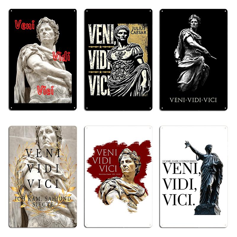 Mfoever Veni Vidi Vici Caesar Metal Sign Wall Mural Party Vintage Party Designs Veni Vidi Vici Caesar Tin Sign Poster
