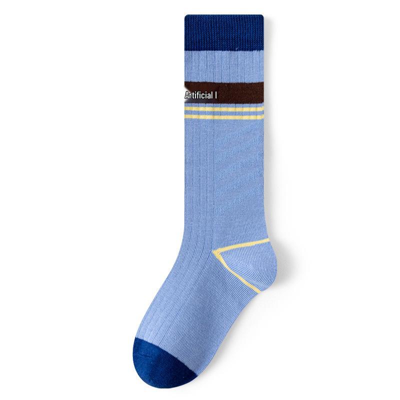 

Children s Long Cotton Sports Socks - High Elasticity Calf Socks for Autumn and Winter Boys and Girls L (Fits shoe size 27-31) синій