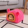 Cute Velvet Hamster Warm Nest Semi Closed Soft Hamster Sleeping House with Ear Thickened Hamster Hut for Hedgehog Chinchilla