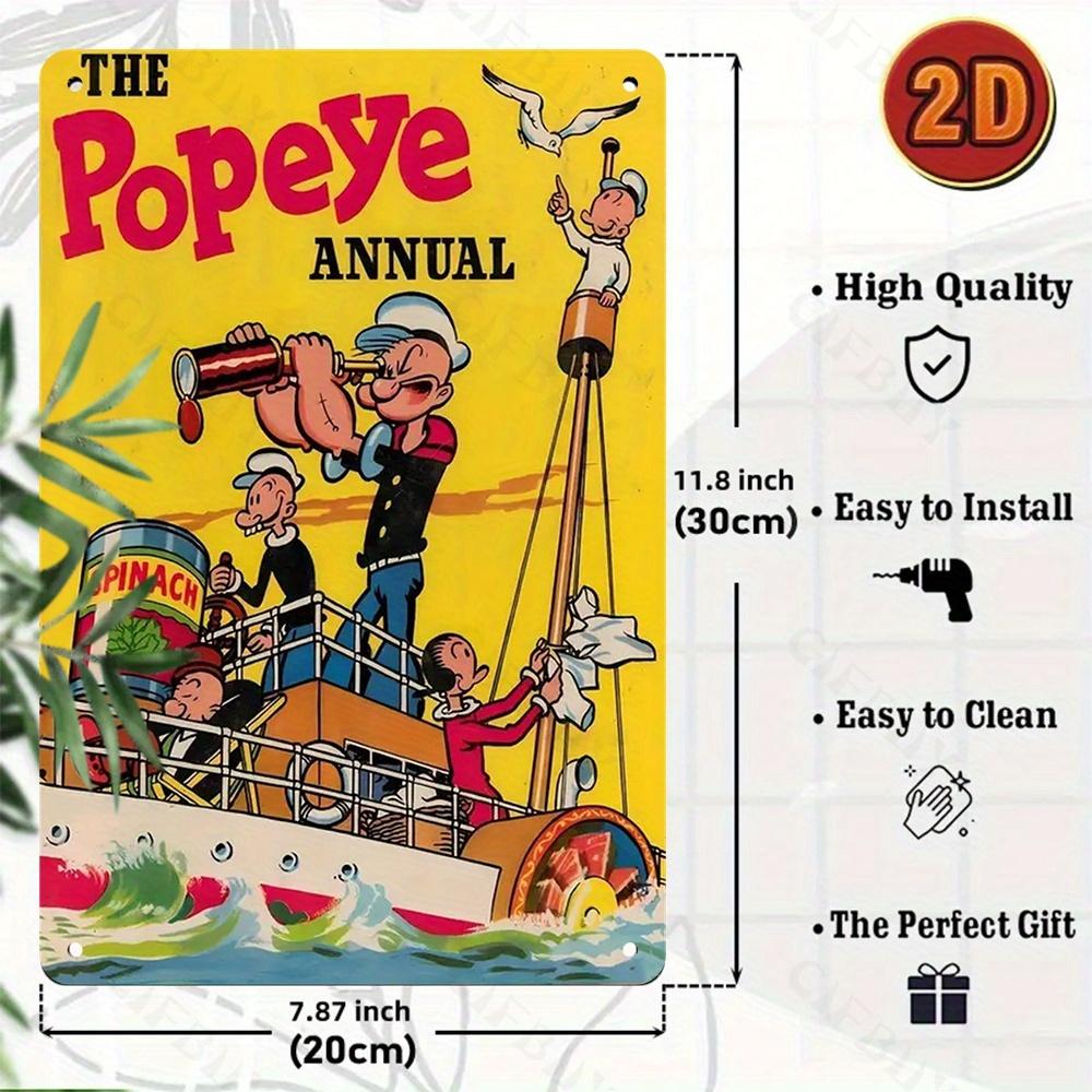 

Popeye Vintage Iron Metal Sign Wall Art Универсальный праздничный декор для садового кафе Ретро юмористический алюминиевый настенный подвесной светильник Идеальный подарок 20x30cm шоколадный