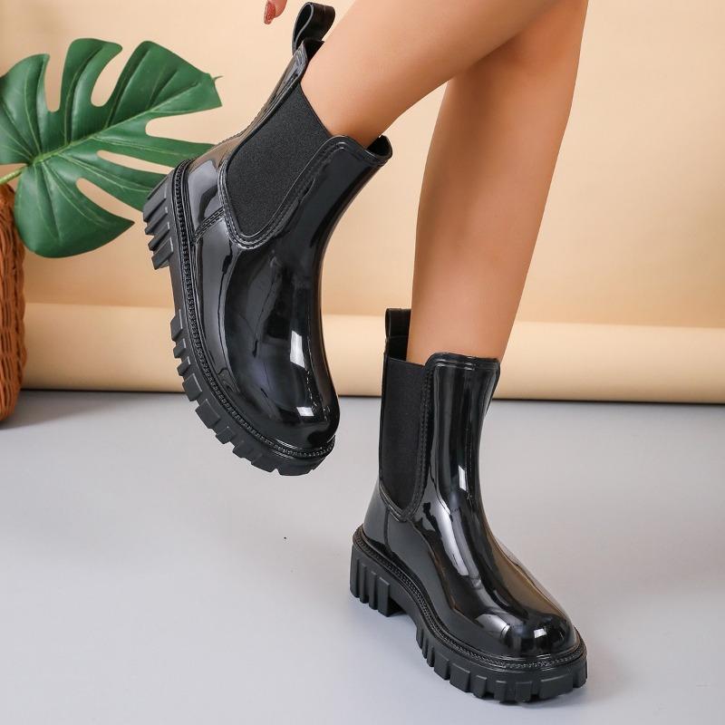 Shoes for Women 2024 New Slip-on Women's Boots Fashion Solid Casual Boots Women Hot Sale Round Toe Platform Rainboots Zapatos