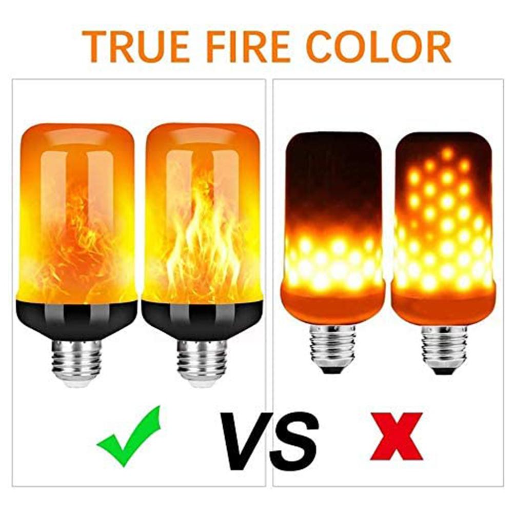 4 stk LED Flammelamper 4 Moduser Flimrende Lyspære E27 Flammelys