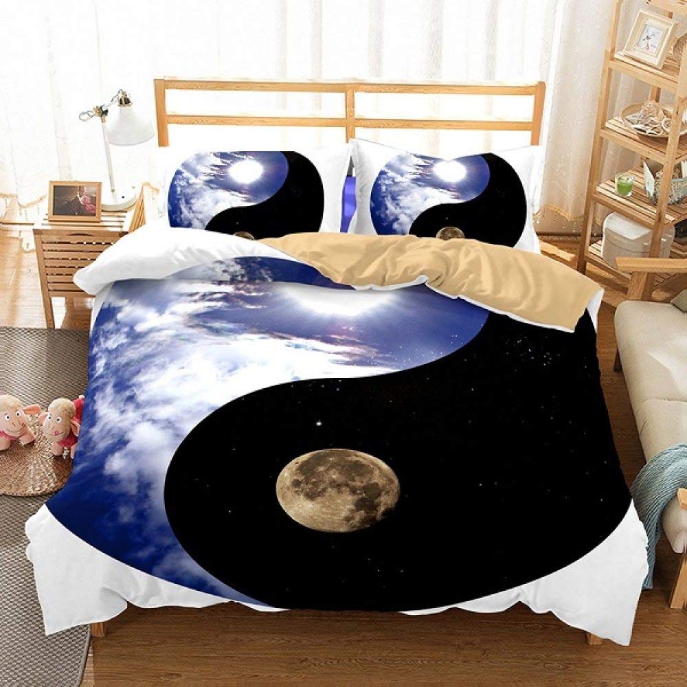 

Пододеяльник Yin Yang King Queen Vintage Tai Chi Quilt Cover Комплект постельного белья с гаданиями Oriental Culture Polyester Sheer EU single(135x200cm)