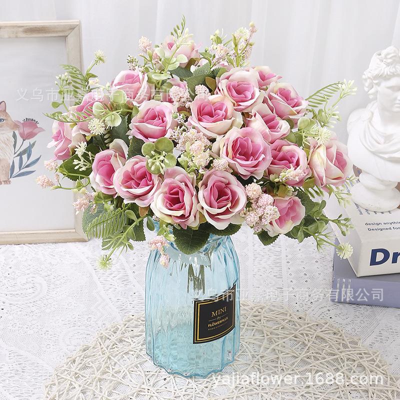 Rose Artificial Flowers Bouquet 7Heads Fake Flowers for Home Room Decor Garden Wedding Decoration Party Table DIY Vase Ornaments