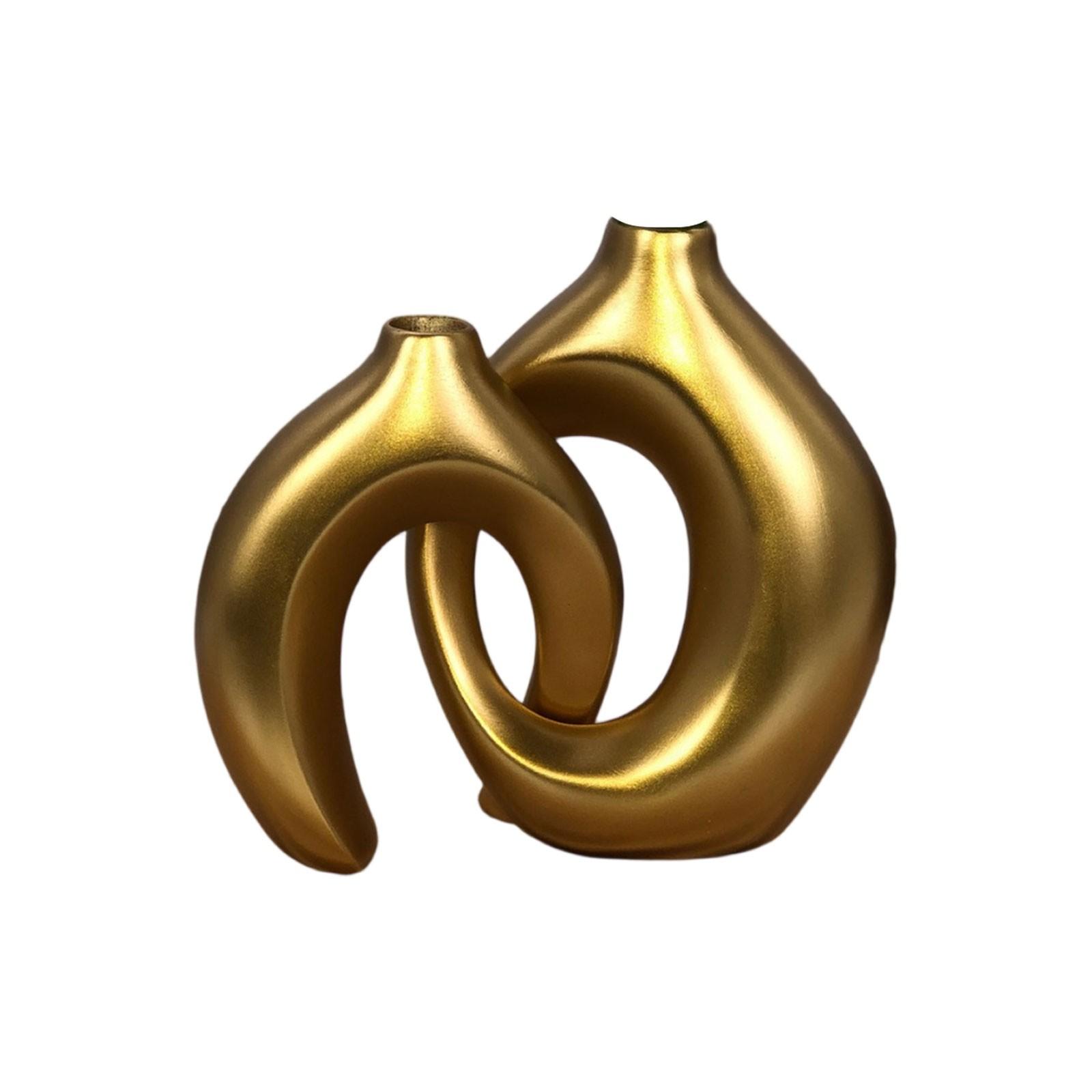 

Hollow Nordic Modern Vase Set of 2 for Modern Home Decor Plastic imitation ceramic Hollow Flower Vases for Living Room 2025 золотой