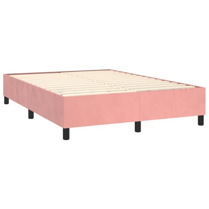 Maison Exclusive - Bed Slat Base with Pink Mattress 140x200 Cm Velvet