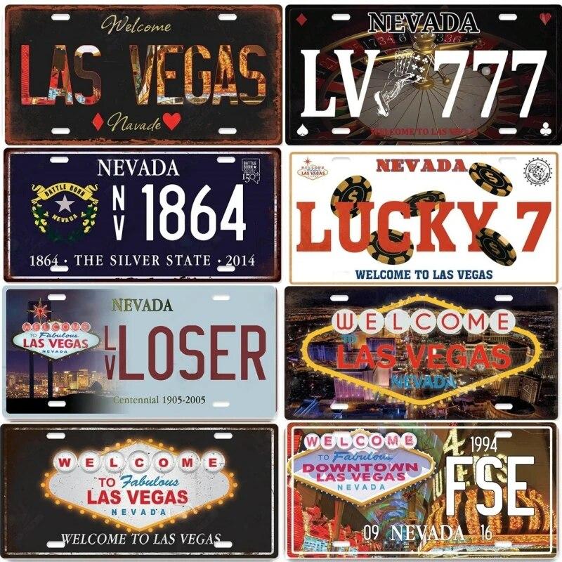 Vintage Las Vegas Metal Tiin Signs Decor Licenses Metal Plate Plaque Wall Decor for Living Room Club
