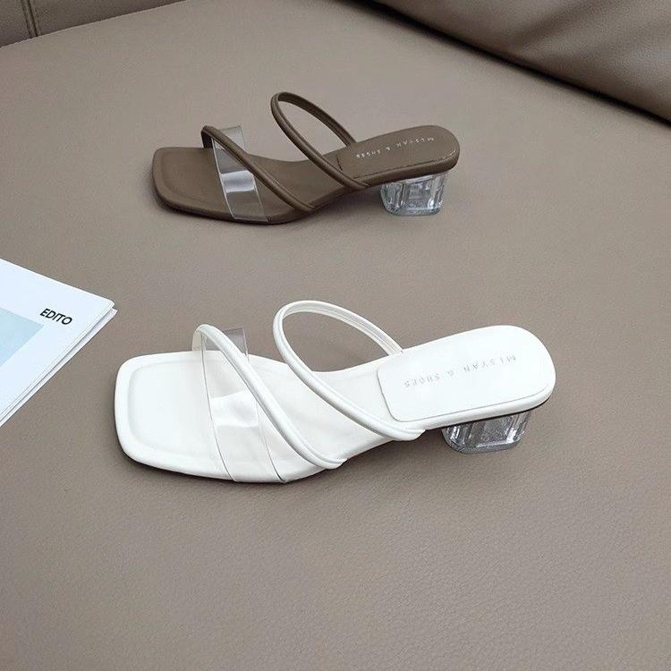 Fashion 2025 Summer Women's Sandals Casual Female Slippers Fashion Sexy Female Shoes Square Heel Open Toe Ankle Strap Sandals Sandalias