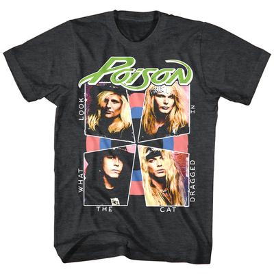 Poison Look What the Cat Dragged in Maglietta da Uomo Copertina Album Metal Rock Merch