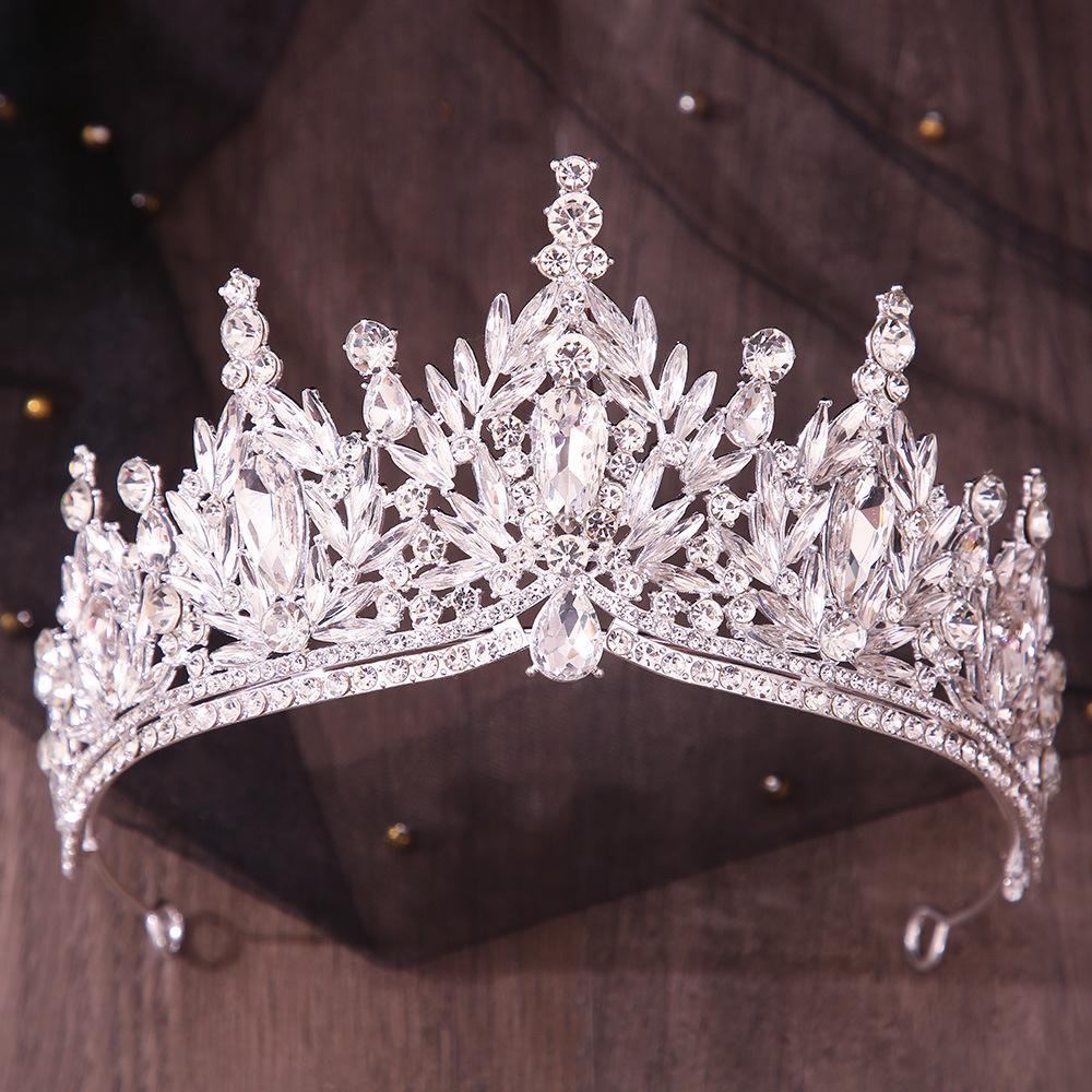 DIEZI Vintage Baroque Crystal Flower Tiara For Women Girls Party Luxury Bridal Bride Rhinestone Crown Hair Accessories Jewelry
