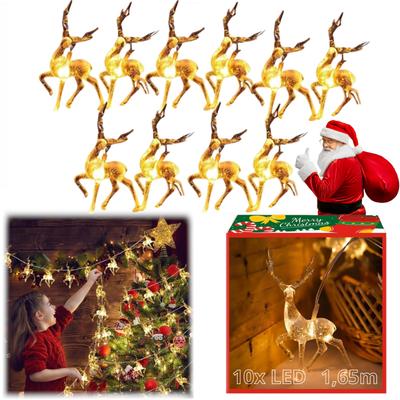 Reindeer LED Battery Operated Christmas Garland Lights Warm White 1.65m
