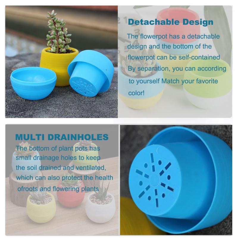 5-10ks Plastový květináč Sukulentní květináč Kulatý dvouvrstvý malý květináč Domácí kancelář Dekorace na plochu