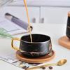 Nordic Marble Ceramic Coffee Mug Set With Lid Spoon Saucer Creative Couple Cup for Home Office Breakfast Afternoon Tea Gift