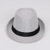 Jazz hat, linen solid color top hat, men's and women's crimped couple's sun hat
