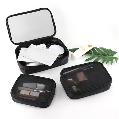 Borsa Cosmetica Nera Trasparente Donna Uomo Viaggio Cerniera Trasparente Trucco Bellezza Organizzatore Lavaggio Bagno Kit Borse da Toilette Astuccio per Trucco